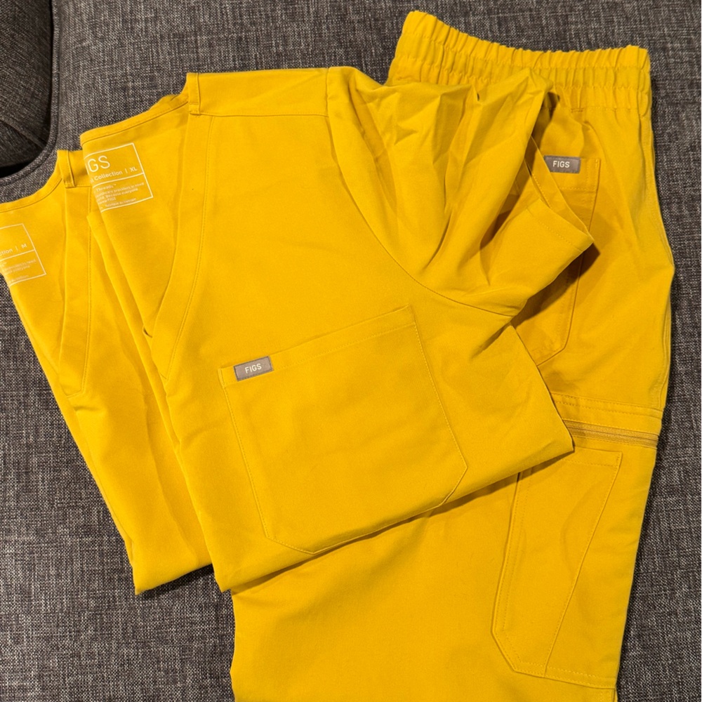 Figs Golden Yellow Scrub Top